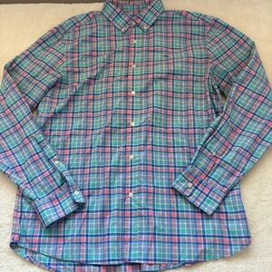 Vineyard Vines Performance Classic Fit Whale Shirt Mens L Blue Plaid